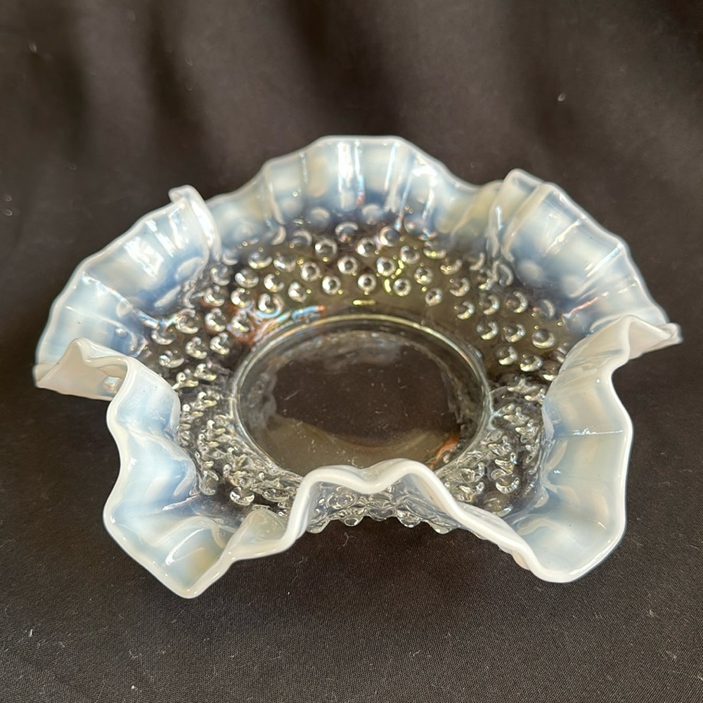MCM opalescent Fenton hobnail candy dish